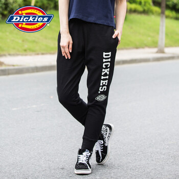 
                                        Dickies官方新款运动裤女显瘦小脚抓绒卫裤休闲长裤子dk267 BK黑色 L/165                