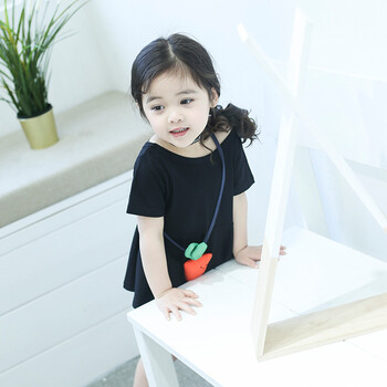 童装女童连衣裙夏装韩版中小童3-8岁宝宝时尚简约纯色甜美可爱公主裙