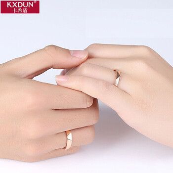 kxdun/卡希盾 项链 镀玫瑰金素圈情侣戒指一对男女925纯银日韩开口