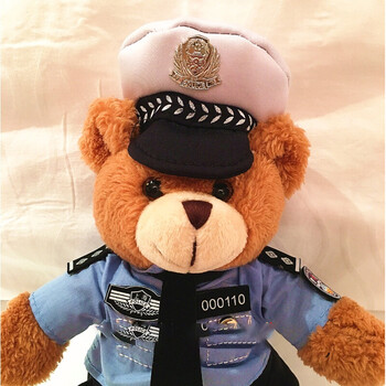 警熊police制服小熊衬衫情侣对熊泰迪毛绒玩具公仔 交警男熊 默认款