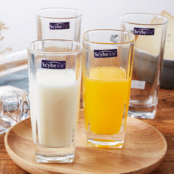 喜碧(scybe)威尔斯四角玻璃水杯茶杯 270ml 6只装
