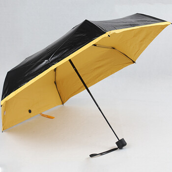 防遮阳伞 强男女黑胶雨伞轻折叠伞三折伞 黄色 通用【图片 价格 品牌