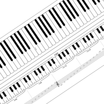 钢琴键盘纸质练习88键标准尺寸五线谱挂图琴音对照五线谱表学钢琴