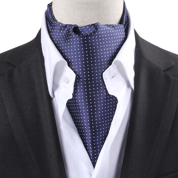 男士领巾 大领带围巾 衬衫领口巾西装双面丝巾 藏青白点点kdh109a