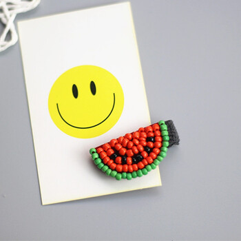 儿童发饰品手工缝珠水果卡通宝宝发卡婴儿全包发夹小女孩头饰 西瓜