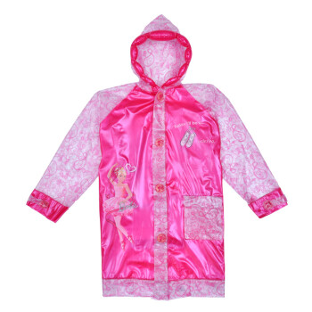 芭比（Barbie）儿童雨衣女童雨披充气帽檐充气边带书包位加厚卡通小学生雨衣BY-005 L码