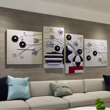 背景墙三联三联画客厅风格沙发立体抽象装饰画电表箱客厅挂画 现代