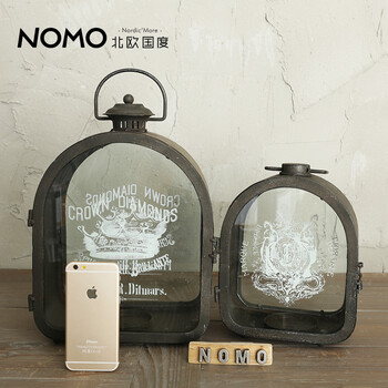 NOMO 美式乡村铁艺风灯装饰品 菲耶兰铁皮系列-复古怀旧防风烛台 大号