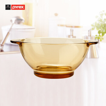 pyrex 美国康宁pyrex 耐热玻璃碗 饭碗小碗 康宁透明餐碗 双耳碗