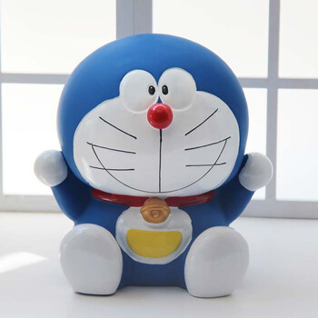 怕摔叮当猫机器猫存钱罐储蓄罐超大号哆啦a梦生日礼品 坐姿举手机器猫