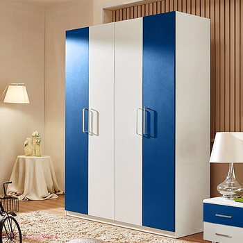 6米 简易衣柜北欧卧室衣柜 蓝色 睿智蓝 4门
