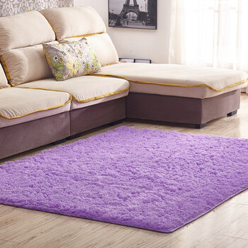 宿舍寝室卧室客厅少女心毛毛绒沙发家用长毛满铺床边灰色地垫 浅紫色