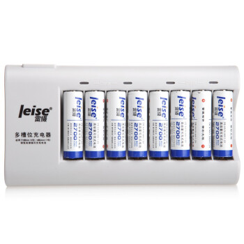 
                                                                                雷摄（LEISE）充电电池5号五号8节套装(配8节5号2700毫安充电电池+8槽智能独立充电器）适用:麦克风/玩具#818                