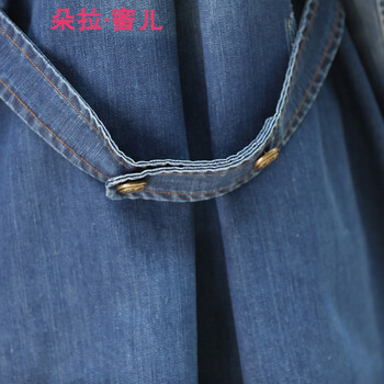 朵拉·蜜儿 2016春秋装新款复古百搭修身显瘦翻领中长款牛仔外套女潮 2509005 蓝色 不加绒 XL