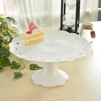 欧式托盘浮雕陶瓷高脚盘蛋糕盘蛋糕架水果盘点心盘生日婚庆甜品台sn