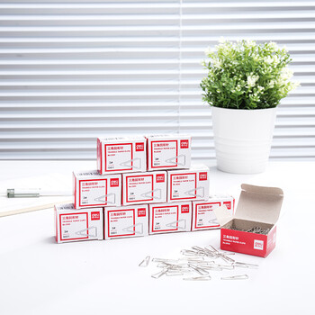 得力（deli）3#镀镍三角回形针 29mm金属曲别针 100枚/盒 10盒装 办公室文具用品 P00051