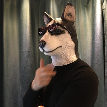 动物面具头套cos马头哈士奇猩猩兔狗头儿童礼物搞笑直播抖音道具 新
