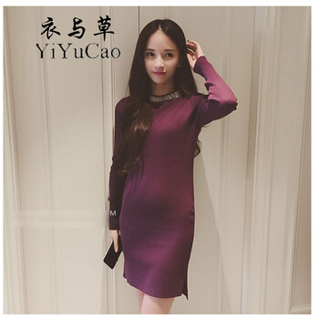 衣与草2015秋装新款连衣裙子女装秋款 女装秋季连衣裙秋装上新 女装冬上新  冬季新品女装 灰色 均码-