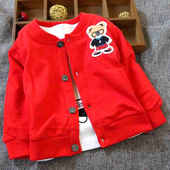 2018宝宝春款外套男童女童薄开衫婴儿上衣儿童春季0-1-2-3岁 扣子小熊