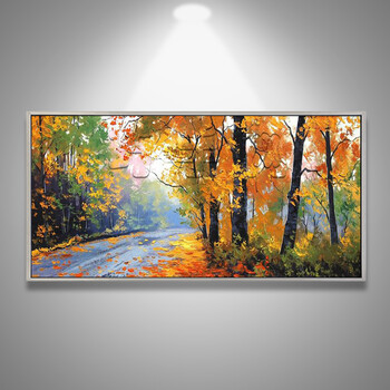 北欧客厅装饰画现代简约餐厅树林风景抽象挂画绘手绘油画大幅横版sn