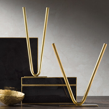 tao源于美国 triumph铜管摆件 设计师款印度进口黄铜摆件 黄色 长21.