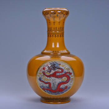 中国美術 古玩 米黄釉堆白花鳥花瓶 景德鎭製 景徳鎮 孔雀牡丹文花瓶 中国 陶磁器 工芸 - アートの友社 : くみあい