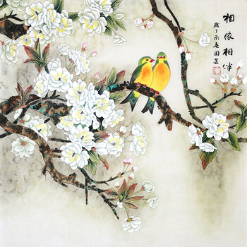 著名工笔画家 周芸《相依相伴2》