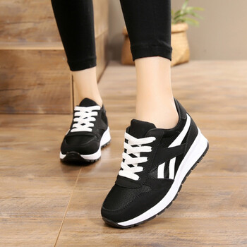 黑白少女生运动鞋平底防滑百搭春鞋韩版潮初中学生休闲跑步女鞋 黑白