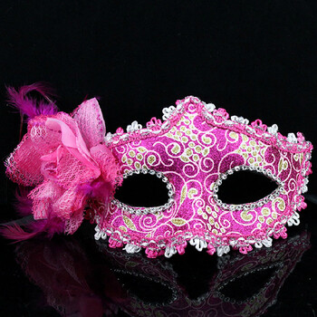 沃若 侧边花朵万圣节舞会派对面具威尼斯公主面具 高档玫瑰面具 高档