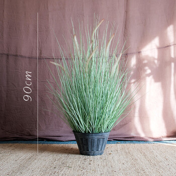 仿真蒲苇草大型盆景 芦苇蒲草水烛装饰摆件绿植橱窗陈列 g青色芮草90