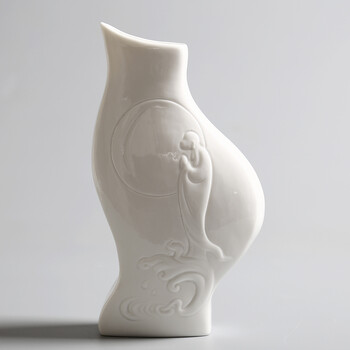 花瓶陶瓷玉净瓶 简约白瓷花瓶大小号 客厅青瓷插花器餐桌装饰摆件 白