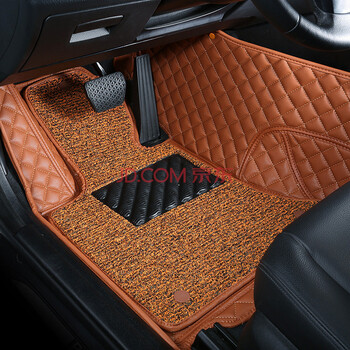 全包围丝圈皮革脚垫 标致专车定制大包围脚垫 双层/加丝圈豪华版棕色