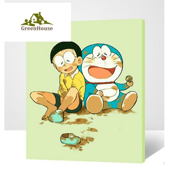 机器猫数字油画diy叮当卡通动漫哆多啦a梦儿童填色油彩画叮当猫 6197