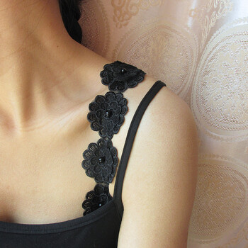 立体大蕾丝花边一字领蝴蝶花朵性感隐形内衣肩带bra文胸带胸罩带 大丽