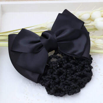 bao/雅宝时尚职业发饰头花工作发夹上班发饰发网员工女头饰 黑色粗网