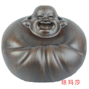 ▽鴻▽ 黄楊木製 細密彫 拉袋彌勒仏 置物 古賞物 中国古玩 中国古美術-