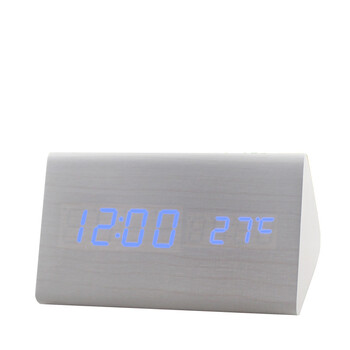张家尚品 三角形迷你木头钟 ZJ-011  闹钟创意静音懒人夜光可爱电子时钟 竹木绿字