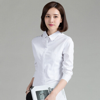 
                                        mineeor2017春装新品衬衫女长袖韩版女装百搭纯色镂空花边袖立领打底 长袖-白色 M                