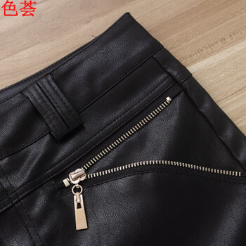 
                                        色荟2016秋冬女爆款百搭时尚修身显瘦PU皮裙短裤包臀裙 黑色 L                