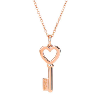 蒂芙尼 Keys系列18K玫瑰色K金迷你心形钥匙吊坠项链 链长40cm 32655939