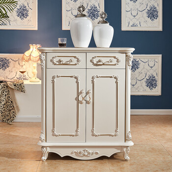 欧式鞋柜雕花烤漆二三四门法式鞋柜大容量储物柜客厅门厅柜 玄关柜