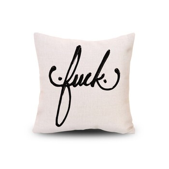 字母抱枕厚实棉麻靠垫车用样板间靠枕 加厚棉麻靠枕套 无芯 厚麻fuck