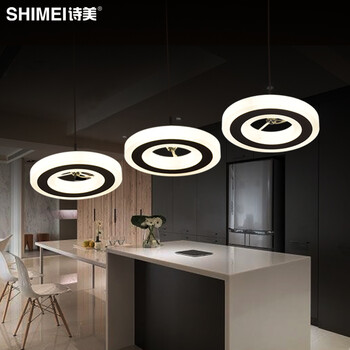 诗美 餐厅灯吊灯三头现代简约led餐厅吊灯吧台灯创意个性北欧吊灯 LED-黄光