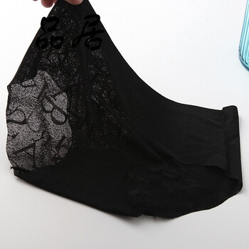 性感内裤女士中高腰字母薄面料裆部三角裤 黑色 m