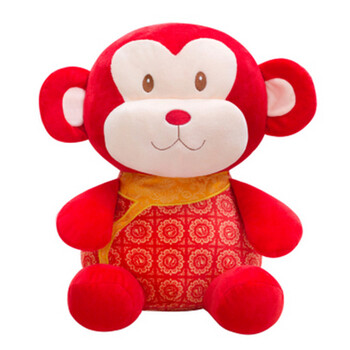 布娃娃猴子挂饰摆件 30厘米红色唐装猴