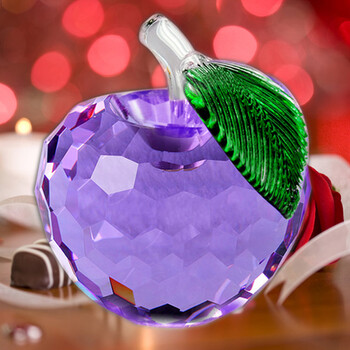 节礼物生日礼物女生送女友老婆情侣实用创意礼品 水晶苹果紫色 60mm