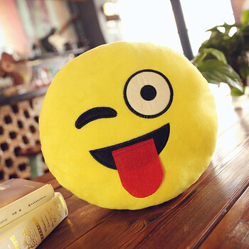 芳邻qq表情抱枕emoji靠枕沙发垫毛绒玩具公仔 调皮 35*35cm