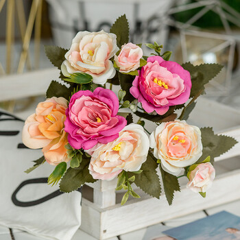 【七夕】复古海棠花花束客厅假花仿真花摆放花卉婚庆节日家具装饰用品