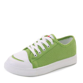 笑帆布鞋女学生韩版布鞋休闲鞋原宿ulzzang鞋子平底百搭女鞋 浅绿色