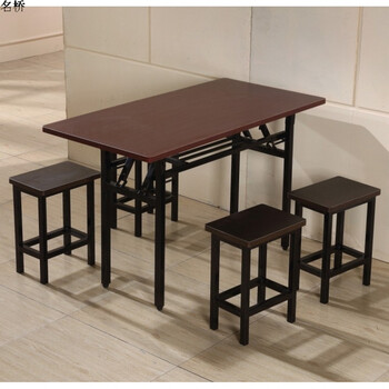 快餐桌椅组合休闲经济型小吃店饭店面馆奶茶店咖啡餐厅桌椅 一桌四